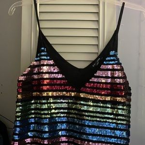 Rainbow sequin tank top